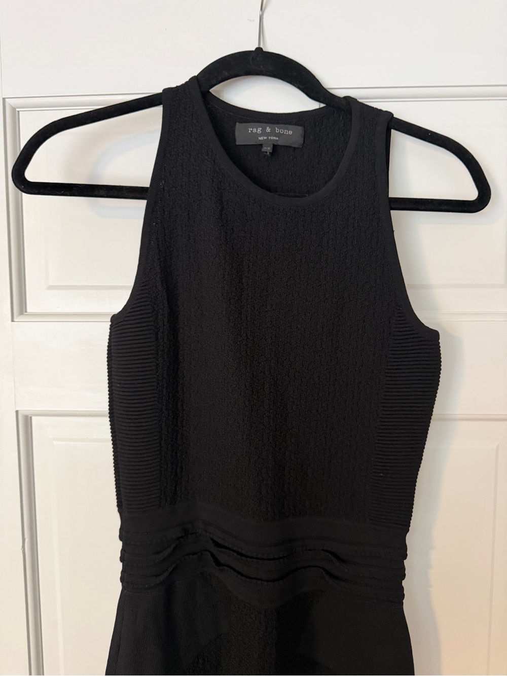 rag & bone Black Textured Ribbed A Line Dress